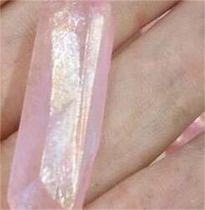 ingrosso gocce di pietra-5 pz Drop Arti naturali e artigianato Rosa Titanium Aura Quartz Crystal Gemstone Point Guarigione Chakra Punti per gioielli Fare S2