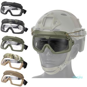 ingrosso airsoft goggles casco-Tactical Airsoft Paintball Goggles antivento anti nebbia CS Wargame Protection Goggle Adatto per casco tattiche