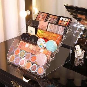 Clear Acrylic Cosmetics Organizers Shelves Single Eyeshadow Palettes Compact Cushion Pressed Powder Display Makeup Storage Box Boxes Bins