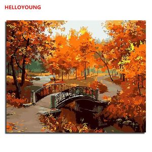 絵画の壁のアート絵画絵画秋のデジタルキャンバスオイルの家の装飾秋の風景の絵画ギフトクラフト