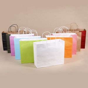 kraft paper bags toptan satış-Çevre Dostu Kraft Kağıt Torba Taşınabilir Hediye Çantası Kolları Mağaza Ambalaj Çantası Alışveriş Torbaları Hediye Paketi WX9