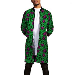 lang afrikanische jacken großhandel-Männer Jacken Nigerianer Mode Lange Jacke Afrikanischer Druck Klassische Stehkragen Reißverschluss Mantel Casual Outwear