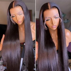 13x4 x6 Frontal Human Hair Wigs Brazilian Transparent Bone Straight inch Lace Front Closure Wig For Women