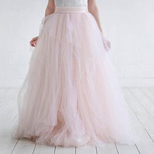 Wholesale blush pink tulle skirt for sale - Group buy Skirts Haute Couture Bridal Tulle Skirt For Women Dramatic Ball Gown Wedding Graceful Blush Pink Long Saia