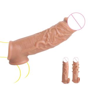Silicone fun wolf tooth set male penis husband and wife toy lock essence lengthened meat crystal