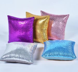 Wholesale silver sofa pillows resale online - Cushion Decorative Pillow Solid Color Glitter Silver Sequins Bling Throw Case Sofa Seat Cafe Home Decor Cushion Cover Decorative