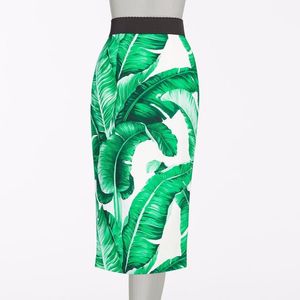 jupe feuille verte achat en gros de 40 Femmes Fashion Street Green Banana Palm Feuille Imprimer Taille High Wiggle Jupe crayon Pencil Plus Taille Jupes Falda Talla Grande Jupe Jupe