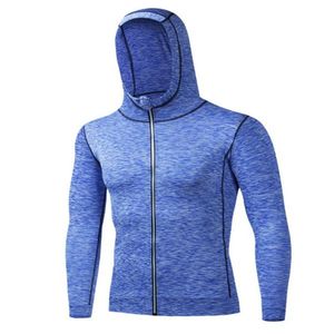 futbol spor ceket toptan satış-Erkek Koşu Ceketler Fitness Spor Coat Kapşonlu Sıkı Hoodie Gym Futbol Eğitimi Yansıtıcı Fermuar Gömlek Erkekler