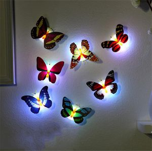 instalación de luces led al por mayor-2021 Venta al por mayor Luces LED coloridas Pegatinas de pared Easy Instalación LED de mariposa Luz de noche para niños Bebé Dormitorio Fiesta Navidad