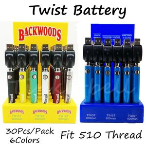 batterie einlegen großhandel-Backwoods Law Display Akkus USB Ladegeräte Blister Kits mAh Variable Spannung VV Fit Thread mit Box Packung