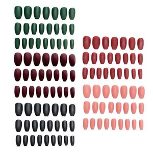 artificial full color nails venda por atacado-Falsos unhas wearable manicure fosco comprido caixão cor sólida capa completa falsificada artificial nail art salon para mulheres