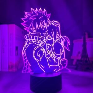 Nattljus Anime Fairy Tail Natsu Dragneel och Erza Scarlet Kram Ljus LED Touch Sensor Nattlyktor för barnrum dekorbord D lampa