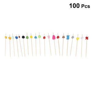 Wholesale colorful toothpicks resale online - Colorful Bamboo Tag Fruit Sign Toothpick Cocktail Decoration Plate Dessert Fork Mixed Color Forks