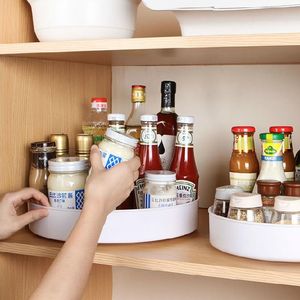 Storage Boxes Bins Kitchen Tray Non Skid Degree Rotating Container Organizer For Home Cosmetics Spice Jar Food Snack Tools