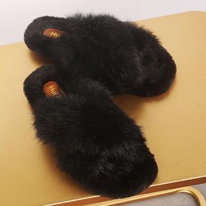 Women Fur Slides Summer Shoes Home Luxury Wide Furry Slippers Indoor Female Sandals Fluffy Cute Real Raccoon