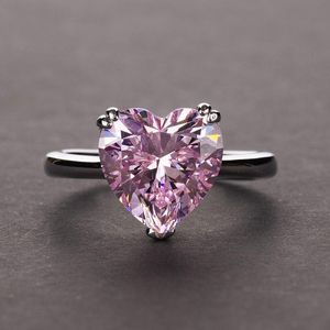 цитрин и рубиновое кольцо оптовых-Кластерные кольца стерлингового серебра создают моисанит Aquamarine Diamond Diamone Gemstone сердце цитрин рубин розовое каменное кольцо для женщин оптом