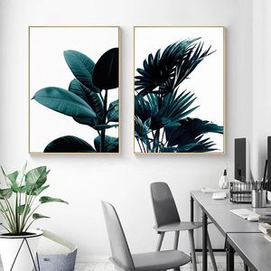 Paintings Green Flower Poster Wall Art Design Canvas Painting Modern Nordic Abstract Picture Nature Plant And Print For Home Decor
