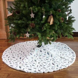 ingrosso alberi di piuma-Natale decorazione bianco peluche gonna albero di natale gonna argento colore dorato piuma ornamento XD24751