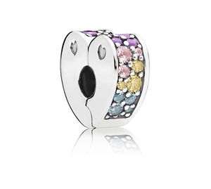 Fit Pandora Sterling Silver Bracelet Heart Crystal Charms Stopper Beads Spacer Elegant Bead Clip Locks Fit European Charm Biagi Bracelets Jewelry DIY