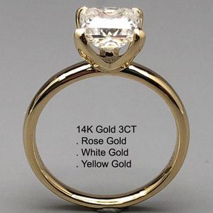 Cluster Rings K Gul Guld Moissanit Diamant Ring Kvinnor Princess Cut Square Wedding Party Engagement Anniversary Ct D Färg