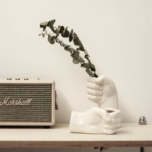 Modelowanie ręczne Fisting wazon biały garnek ceramiczny aranżacja kwiatowy pokój dzienny nowoczesne ozdoby ozdoby V2