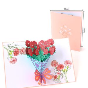 Kartki z życzeniami matki Pocztówka d Pop Up Flower DZIĘKUJĘ MAMA Happy Birthday Zaproszenie Dostosowane Prezenty Wedding Papier V2
