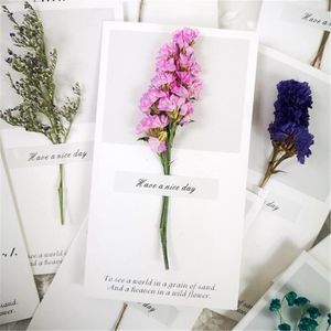 Wholesale greeting cards for weddings for sale - Group buy Flowers Greeting Cards Gypsophila dried flowers handwritten blessing greeting card birthday gift card wedding invitations RRE10486