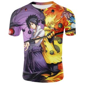 sasuke shirt toptan satış-Altı Kanal Naruto Samsara Göz Sasuke D Baskılı Tişört Kısa Yarım Kollu Giysi