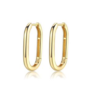 Hoop Huggie Minimalist K Gold Plated Sterling Silver Oval Earrings Earring Hinged Hoops mm Thick Ellipse Shape