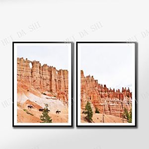 sanat birleşik devletleri toptan satış-Resim Sergisi Bryce Canyon Utha Ulusal Parkı Dağ Kayaları Baskı Hoodoos Poster Çölü Büyük Parça Duvar Sanatı Yazdırılabilir Amerika Birleşik Devletleri