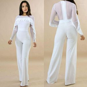 Wholesale jumpsuit empire for sale - Group buy Women s Jumpsuits Rompers Tilapia Fashion Slim Women Sexy Jumpsuit Elastic Mesh Ruffles Full Sleeve Spring Summer Party Empire