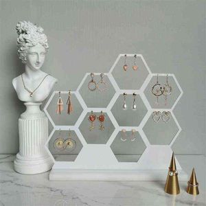 Sieraden dozen natuurlijke hout witte honingraat oorbellen ketting opslag rack houder display stand up om te houden
