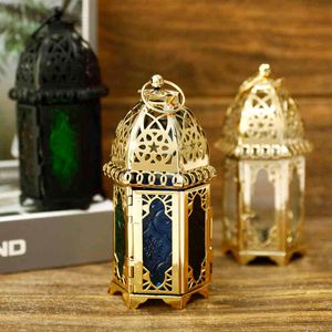 家のラマダンアラブのぶら下がっているランタンイスラム教徒のパーティー用品のためのEID宮殿の金属製のキャンドルホルダーの高級キャンドルスティック鉄のランプ