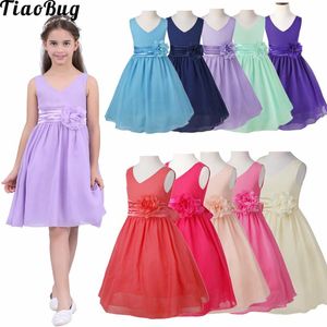 Girl s Dresses TiaoBug Summer To Years Kids Girls V Neck Dress Ball Gown Prom Wedding Bridesmaid Chiffon Party Costume With Flower