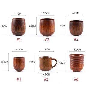 wood mug großhandel-Kreative Holz Cups Holz Tee Weinsaft Milch Wasser Becher Japanischer Stil Runde Bauch Kaffeetasse Meer Senden GGA4582