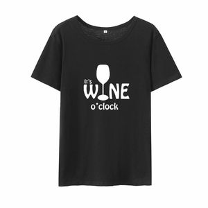 Koszulka damska Ja s Wine O Clock Moda Śmieszne Graficzne Kobiety Koszule Bawełniane Koreańskie Ubrania Krótki Rękaw Top Tees Casual O Neck Samica Tshirt