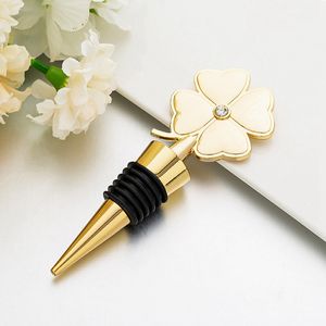 Lucky Clover Wine Bottle Stopper Four Leaf Clover Red Wine Metal Stoppers Wedding Favor Birthday Gift CYZ3104