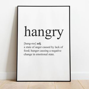 Wholesale modern dining room art for sale - Group buy Paintings Hangry Definition Letters Canvas Painting Black And White Wall Art Kitchen Dining Room Poster Modern Pictures Home Decorative