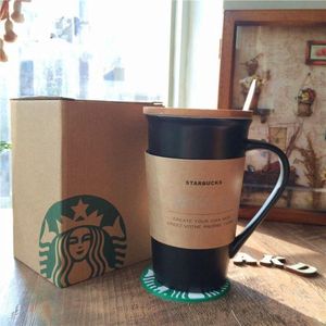 Starbucks Schrijf het keramische koffiekopje ml klassieke achterstand bericht zwart witte mok met pen deksel deksel Coaster Gift Set