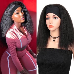 afro kinky düz peruk toptan satış-Sentetik Peruk Sapıkça Düz Kafa Uzun Yaki Saç Peruk inç Kadınlar için Günlük Kullanım Afro g Alibaby
