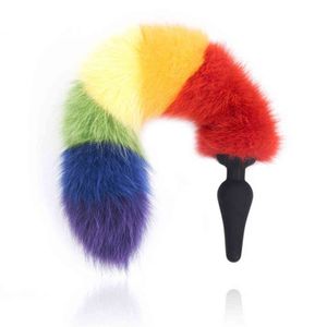 NXY Sex Anal toys camaTech Silicone or Metal Butt Plug Cat Tail Rainbow Fake Fox Anus Insert Stopper For Couple Buttplug Erotic Toy