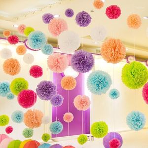 15 Multi Color Blandade storlekar Papper Blommor DIY Ball Wedding Home Birthday Party Car Decoration Vävnad Pom Poms1
