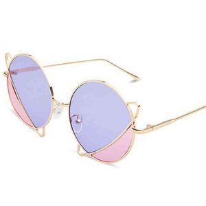 Marka Digner Planet Fashion Sun Glass Round Okulary Sunglass Kobiety Podwójne Kolor Obiektyw Metalowa Rama Para Różowy Niebieski Harajuku Styl