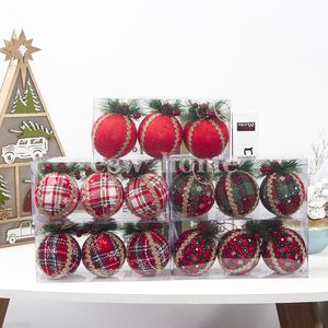 productos de año nuevo al por mayor-Navidad Tela de tela escocesa roja pintada árbol colgante año nuevo decoración del hogar Products