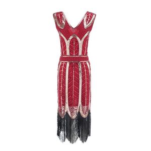 Casual Dresses Plus Size XL Women s Fashion s Flapper Dress Vintage Great Gatsby Sequin Tassel s Party Red Green Gold Sliver