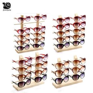 raf güneş gözlüğü tutacağı gözlük standı toptan satış-2Kolumns Katmanlı Ahşap Güneş Gözlüğü Ekran Standı Gözlük Depolama Raf Organizatör Tutucu Takı