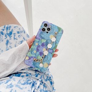 Niebieski i fioletowy Bransoletka Camellia Case Telefon dla iPhone Pro Max x XR XS PLUS SE Case Cover
