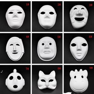 белая маскарадная маска полная оптовых-Хэллоуин Полное лицо маски DIY Ручная роспись целлюлозная штукатурка покрыта бумага маше пустая маска белые маскарады маски простой партии маска RRD8188
