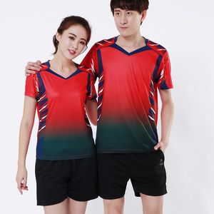 masa başında toptan satış-Erkek T Shirt Masa Tenisi Giysileri Erkek ve Kadın Yaz Kısa Kollu Hızlı Kuruyan Eğitim Badminton Sportswear Suits için Tops