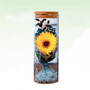 ayçiçeği doğum günü toptan satış-Dekoratif Çiçekler Çelenk Korunmuş Çiçek Şişe Aydınlık Sabun Doğum Günü Hediyesi Dekor Sarı Ayçiçeği
